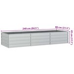 vidaXL Lit surélevé de jardin 240x80x45 cm Acier galvanisé Argenté