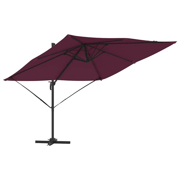 vidaXL Parasol Roma Rouge 286 x 284 x 265 cm Aluminium et polyester