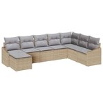 vidaXL Ensemble de canapé de jardin 8 Pièces Beige Poly rotin