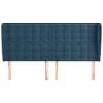 vidaXL Tête de lit avec oreilles Bleu foncé 183x23x118/128 cm Velours