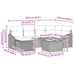 vidaXL Ensemble de Canapés de Jardin 7 Pièces avec Coussins Noir en Poly Rattan