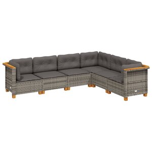 vidaXL Salon de jardin 6 Pièces avec coussins gris résine tressée
