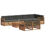 vidaXL Ensemble de canapés d'extérieur 9 pc Naturel et Anthracite