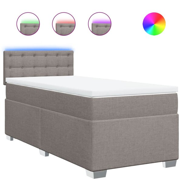 vidaXL Sommier à lattes de lit avec matelas Taupe 90x200 cm Tissu