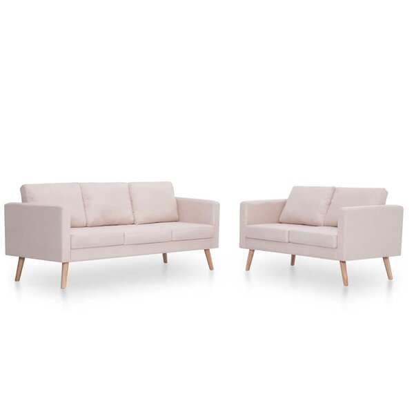 vidaXL Ensemble de canapé 2 Pièces tissu crème