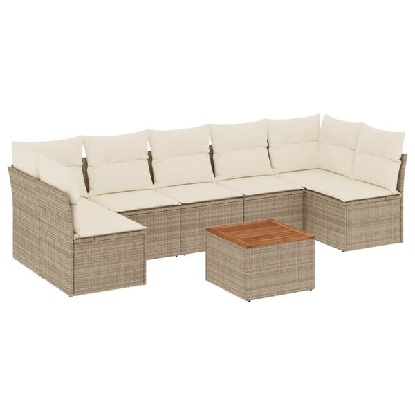 vidaXL Salon de jardin avec coussins 8 Pièces beige résine tressée