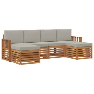 vidaXL Ensemble de canapés d'extérieur 6 pc Gris Naturel et Clair