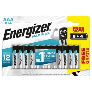 Pile alcaline AAA / LR3 Max Plus - Pack Promo 8 + 4 GRATUITES (blister 12 unités)