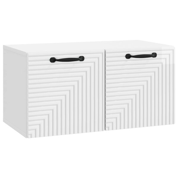 vidaXL Meuble TV mural Montage mural Blanc brillant 59 5 x 31 x 30 cm