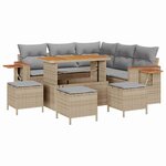 vidaXL Ensemble de canapé de jardin avec coussin Beige Poly rotin