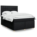 vidaXL Sommier à lattes de lit avec matelas Noir 160x200 cm Tissu