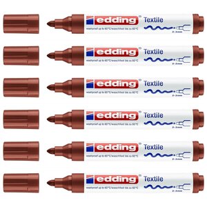 Marqueur pour Textiles 4500 Marron Pointe Moyenne 2-3 mm x 6 EDDING