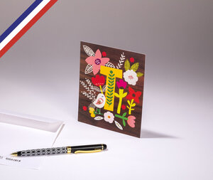 Carte simple bouton d'or créée et imprimée en france - la lettre t