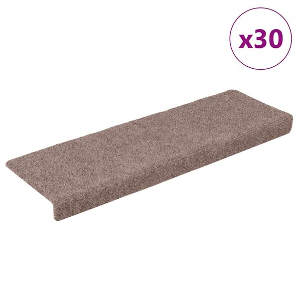vidaXL Tapis d'escalier autocollants 30 pièces 65 x 21 x 4 cm Crème Bord rectangulaire