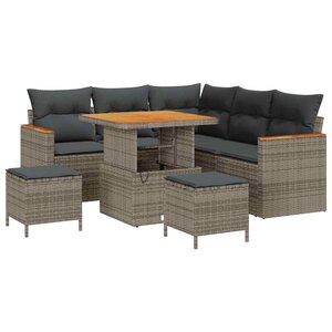 vidaXL Ensemble de canapé de jardin avec coussin 8 Pièces Gris Poly rotin
