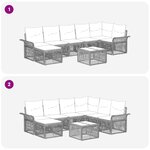 vidaXL Ensemble de canapé de jardin 8 Pièces Gris polyrotin