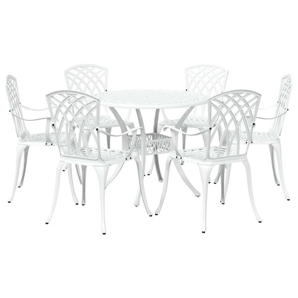 vidaXL Ensemble de salle à manger pour jardin 7 Pièces Blanc Aluminium