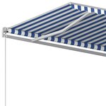 vidaXL Auvent rétractable automatique avec poteaux 5x3 m Bleu et blanc