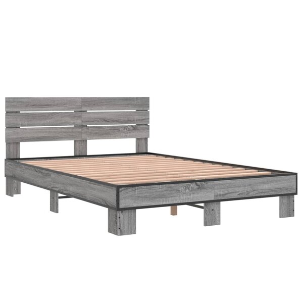 vidaXL Cadre de lit sonoma gris 120x200 cm bois d'ingénierie et métal