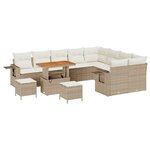 vidaXL Ensemble de canapé de jardin 12 Pièces Beige polyrotin