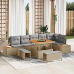 vidaXL Ensemble de canapé de jardin 9 Pièces Beige et Gris clair