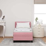 vidaXL Lit à ressorts avec matelas noir 100x200 cm en velours Rose