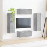 vidaXL Ensemble meuble TV 4 Pièces Gris béton Bois d'ingénierie