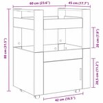 vidaXL Chariot de cuisine Bois ancien 60 x 45 x 80 cm