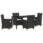 vidaXL Ensemble de salle à manger pour jardin 5 Pièces Noir polyrotin