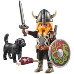 PLAYMOBIL 71755 - Viking avec son chien  bouclier  casque et armes