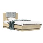 vidaXL Cadre de lit avec LED sans matelas chêne sonoma 90x190 cm
