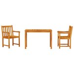 Set de jardin 3 pièces en bois d'acacia