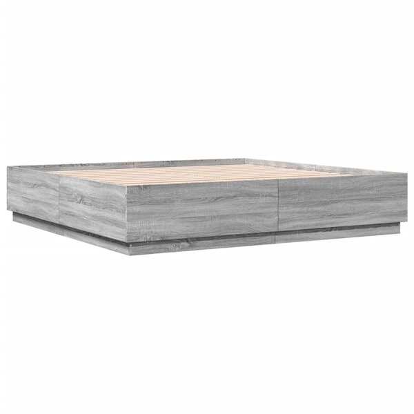 vidaXL Cadre de lit sonoma gris 200x200 cm bois d'ingénierie