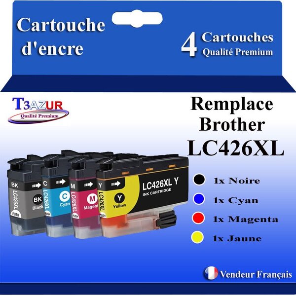 T3AZUR- 4x Cartouche compatible avec Brother LC426 XL pour Brother MFC-J4535DW  MFC-J4540DW