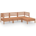 vidaXL Salon de jardin 4 Pièces Bois de pin massif Marron miel