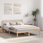 vidaXL Cadre de lit avec tête de lit Naturel 200 x 200 cm Pin massif