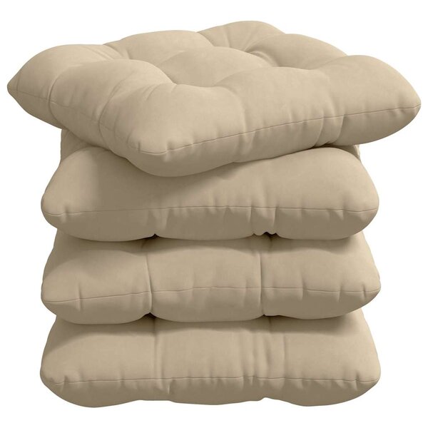vidaXL Coussins de siège 4 Pièces Crème 45 x 45 cm Tissu en microfibre