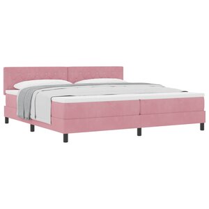 vidaXL Lit à ressorts avec matelas Rose 200 x 200 cm Velours