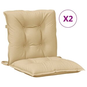 vidaXL Coussins de chaise à dossier bas lot de 2 beige mélangé tissu