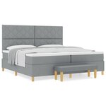 vidaXL Lit à ressorts avec matelas Gris clair 200 x 200 cm tissu