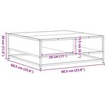vidaXL Table basse chêne marron 60 5x60 5x30cm bois d'ingénierie/métal