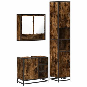 vidaXL Ensemble de meubles de salle de bain 3 Pièces Chêne fumé