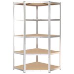 vidaXL Étagère d'angle 5 niveaux Argenté Acier et bois d'ingénierie