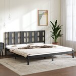 vidaXL Cadre de lit sans matelas gris 200x200 cm bois massif de pin