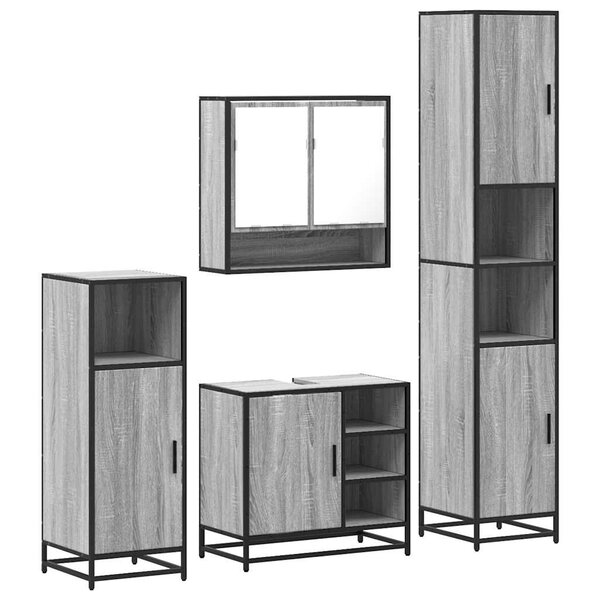 vidaXL Ensemble de meubles de salle de bain 4 Pièces sonoma gris