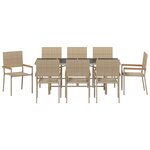 vidaXL Ensemble de salle à manger pour jardin 9 Pièces Beige polyrotin