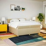 vidaXL Sommier à lattes de lit avec matelas Crème 200x200 cm Tissu
