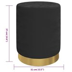 vidaXL Tabouret de rangement rond Noir Velours 31 x 37 cm