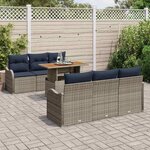 vidaXL Ensemble de canapé de jardin 7 Pièces Gris et bleu marine