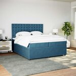 vidaXL Sommier à lattes de lit et matelas Bleu 200x200 cm velours
